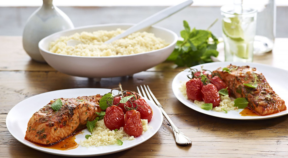 Spiced salmon with couscous